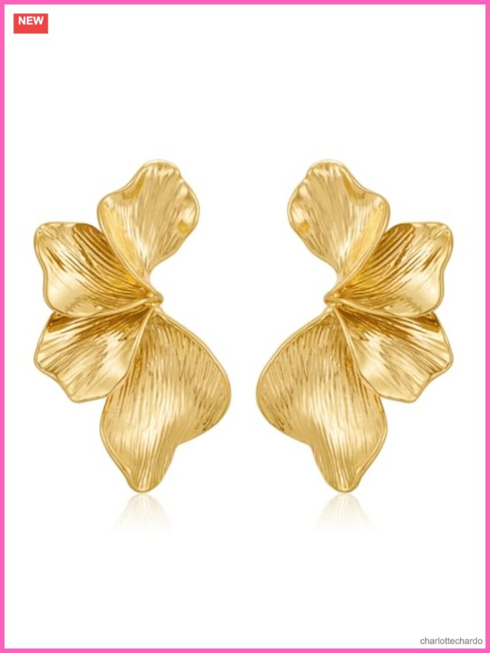 Chunky Gold Plated Flower Dangle Earrings Hypoallergenic Statement